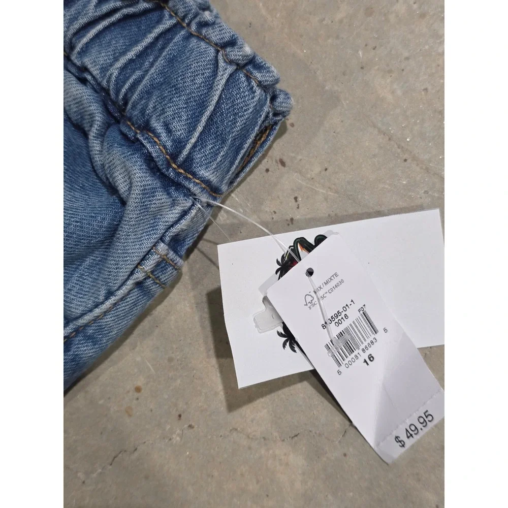 Gap Kids Girls Blue High Wide Leg Distressed Jeans Elastic Waist Size 16 NWT